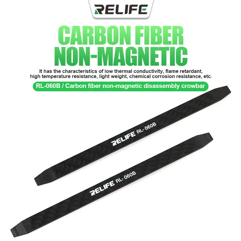 RELIFE RL-060B Carbon Fiber Disassembly Crowbar for Mobile Phone Laptop Maintenance Non-magnetic LCD Screen Dismantling Tool