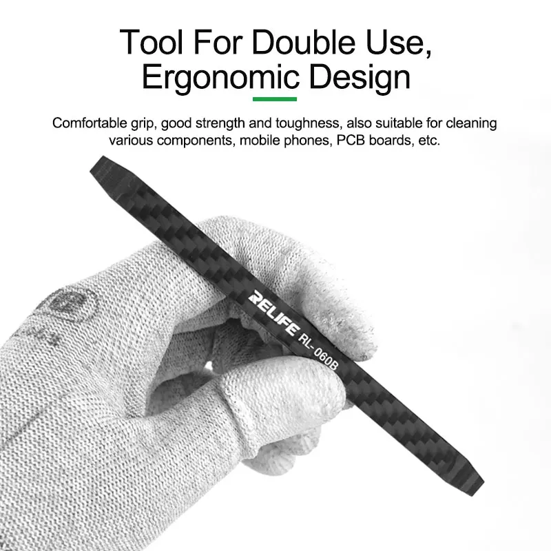 RELIFE RL-060B Carbon Fiber Disassembly Crowbar for Mobile Phone Laptop Maintenance Non-magnetic LCD Screen Dismantling Tool
