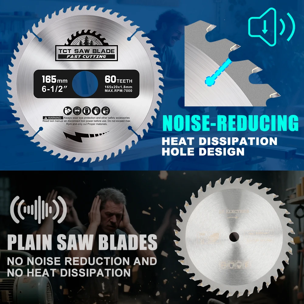 XCAN 165mm Circular Saw Blade TCT Carbide Saw Blade For Woodworking Cutting Tools Wood Cutting Disc 24/40/48/60T