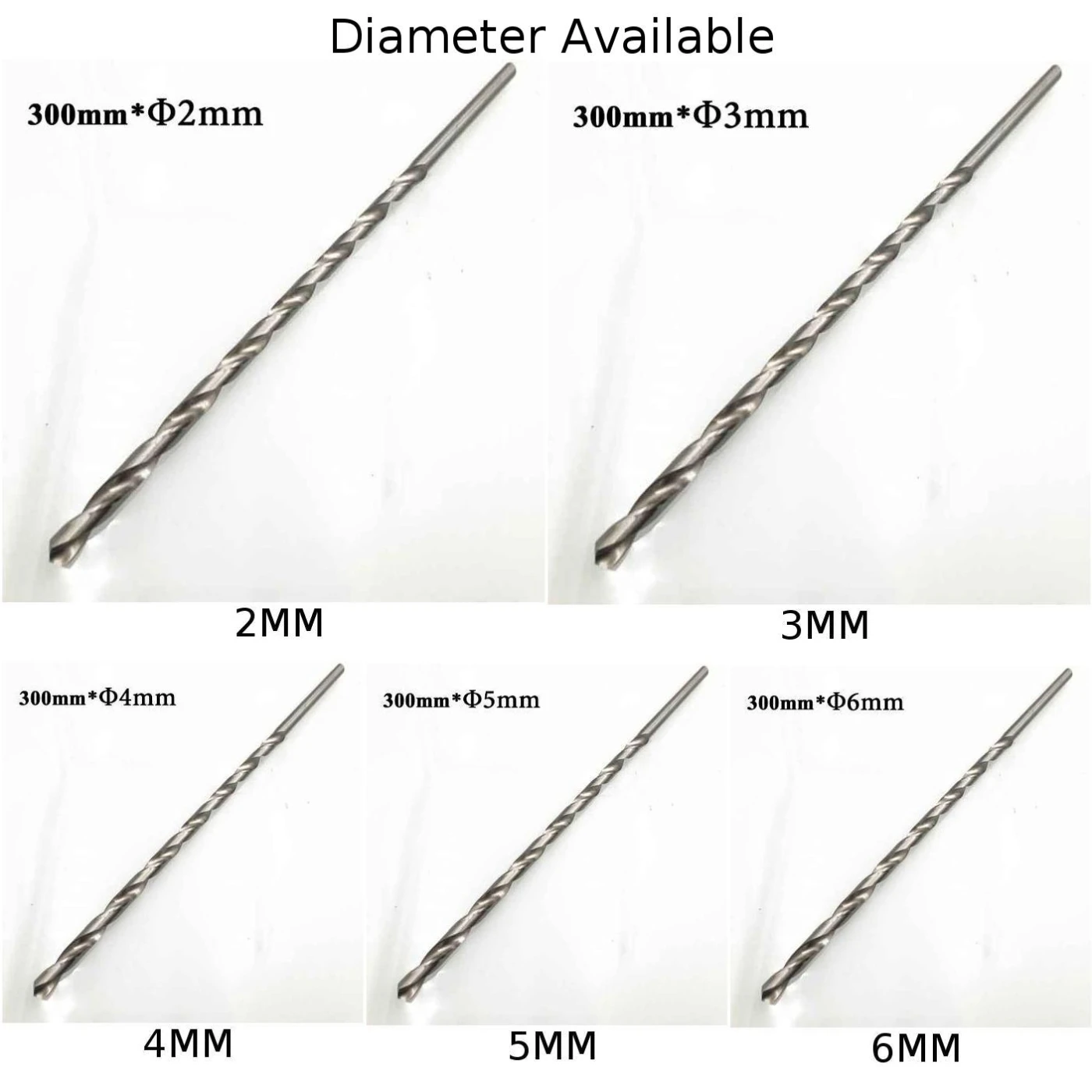 1pc HSS Drill Bit 2/3/4/5/6mm 160mm-300mm Straight Shank Twists Drill Bit Extra Long HSS Straight Shank Drill Bit Power Tools Ac