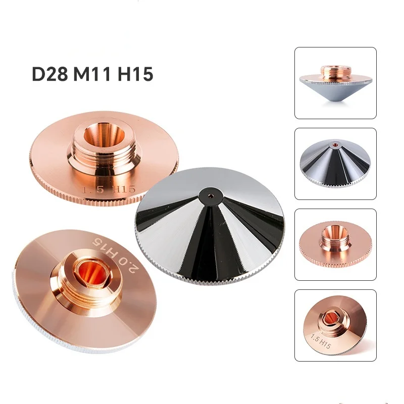 Fiber Laser Nozzle D28 M11 H15 Nozzles 1.2 1.5 2.0 2.5 3.0 Single Double Chrome Raytools Nozzle for Laser Cutting Machine