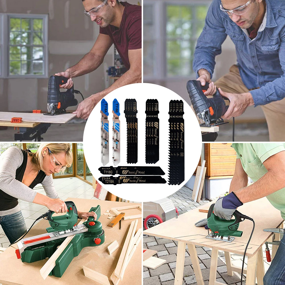 20Pcs Jigsaw Blades Set T-Shaft HCS Assorted Jig Saw Blades for Wood Plastic and Metal Cutting Blades forBlack & Decker Metabo