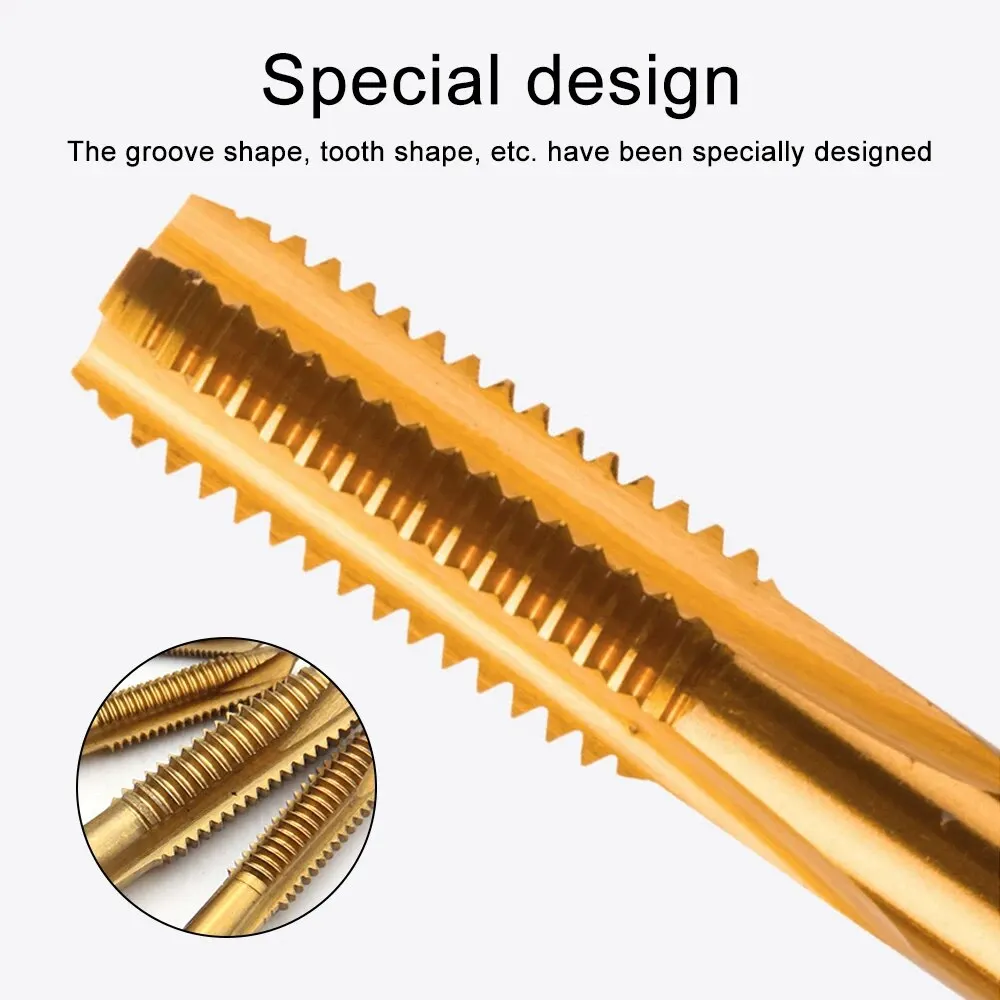 1/5/7pcs HSS Tap Set Hand Thread Screw Taps M3 M4 M5 M6 M8 High Hardness Titanium Coated Threading Tools for Metalworking