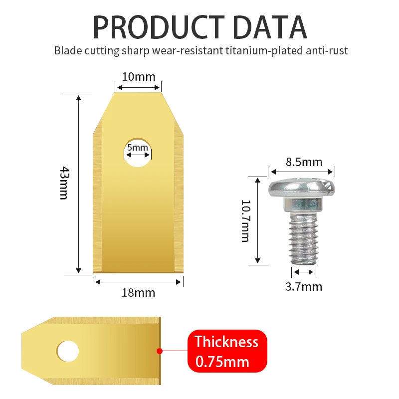 Extended Robot Replacement Blade Stainless Steel 43mm Blade for Robotic Lawn Mower, Double Cutting Effect Increase Efficiency