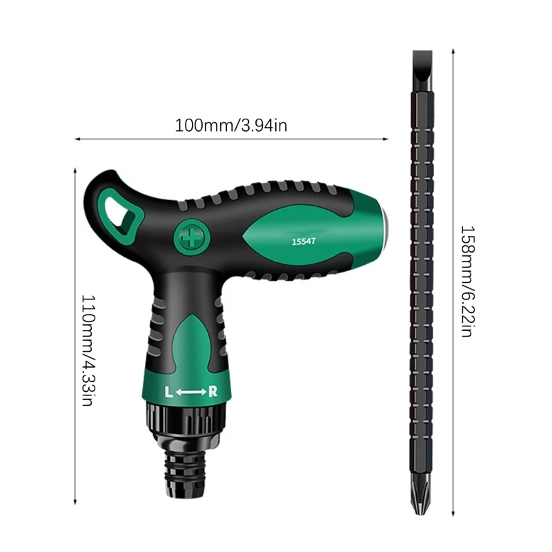 2 in 1 T-Shape Household Ratchet Handle Screwdriver Set Ratchet Screwdriver Bit Insulated Handle For Electrician Tool in
