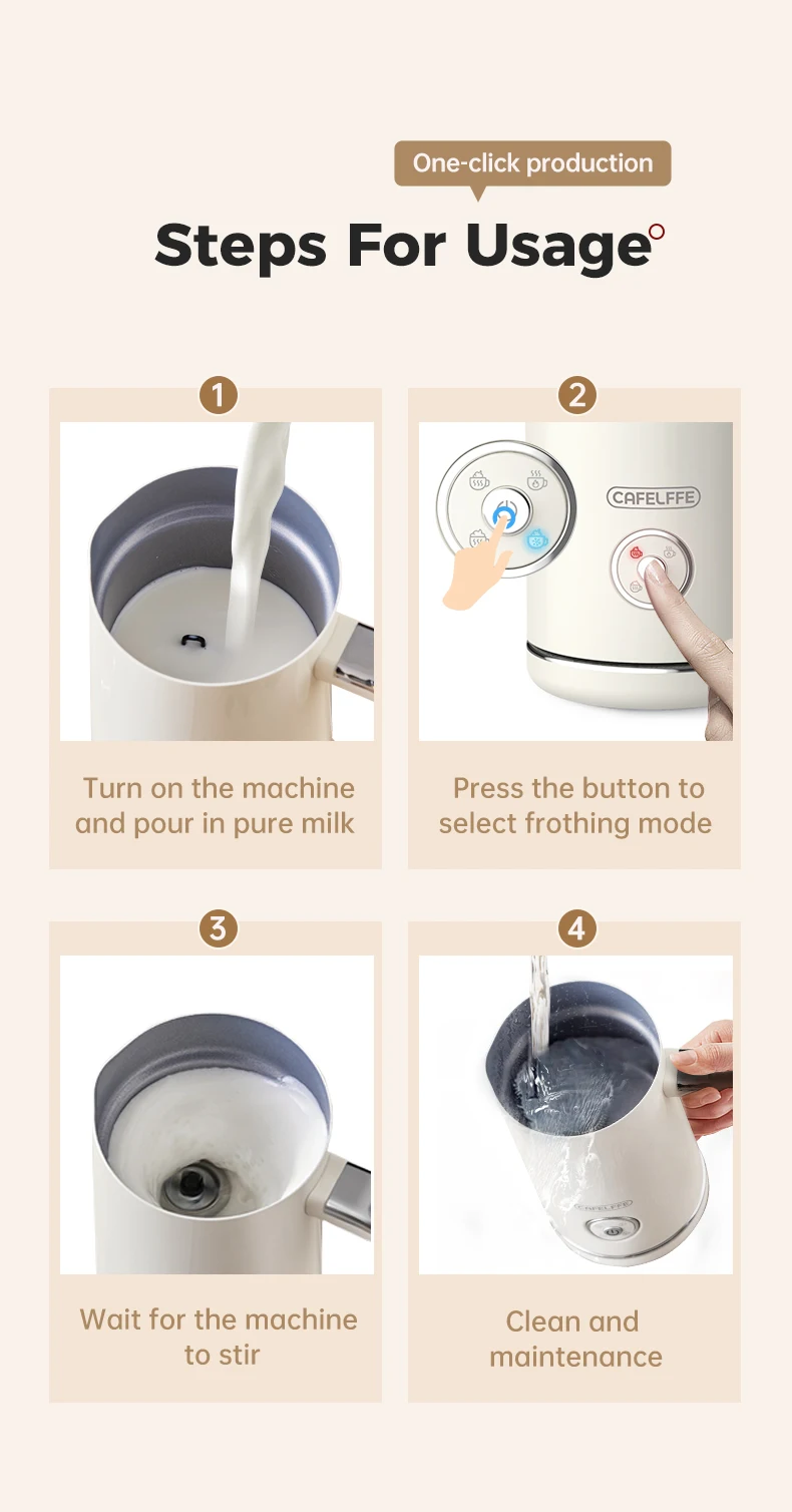 Cafelffe Electric Milk Frother Frothing Foamer Chocolate Mixer Cold/Hot Cappuccino Fully Automatic Milk Warmer home appliance