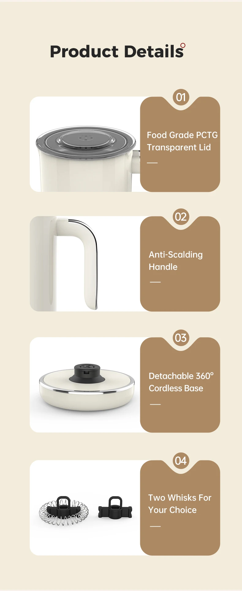 Cafelffe Electric Milk Frother Frothing Foamer Chocolate Mixer Cold/Hot Cappuccino Fully Automatic Milk Warmer home appliance