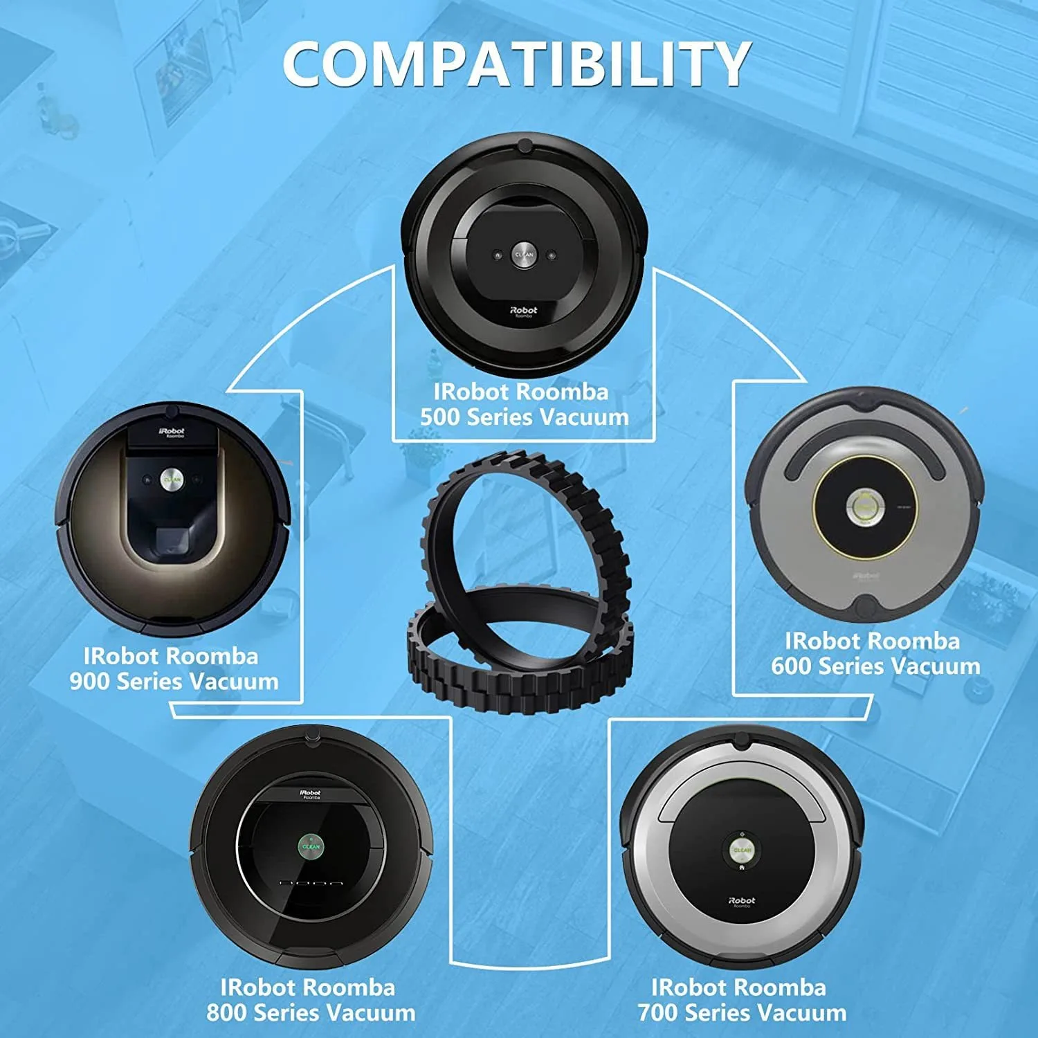 Tires for IROBOT ROOMBA Wheels Series 500, 600, 700, 800 and 900, E5, I7+, S9, IROBOT 676, 980, 698 Anti-Slip IROBOT Roomba Acce