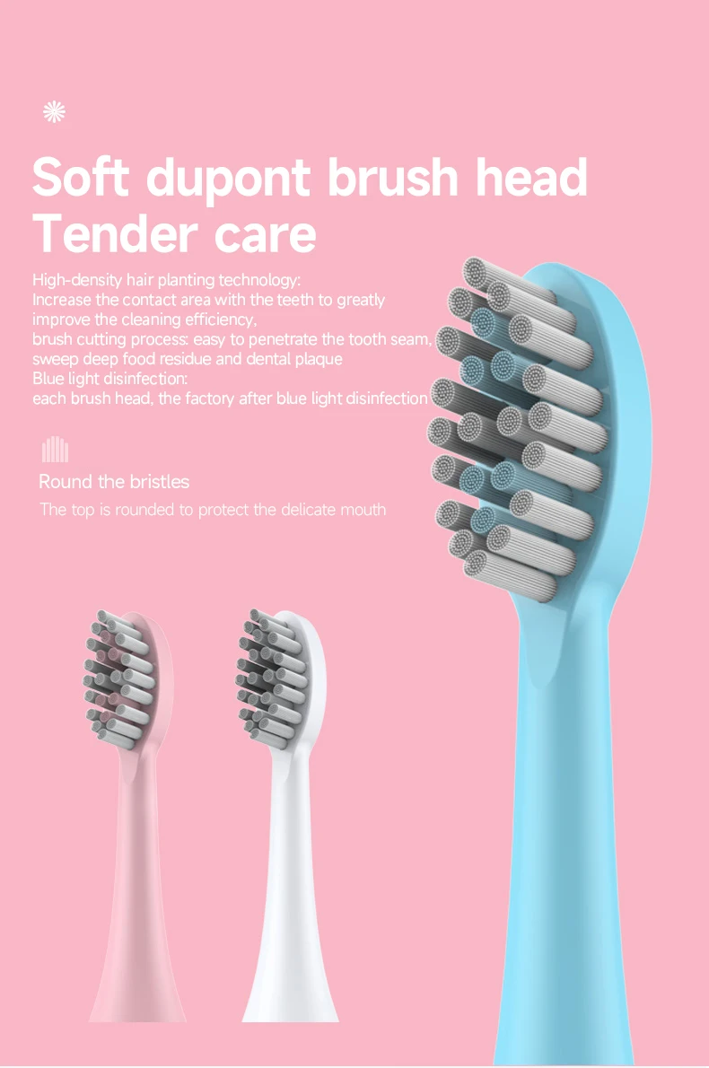 Electric Toothbrush IPX7 Waterproof Sonic Toothbrush DuPont Soft Bristles Adult Large Button Vibration Intelligent Toothbrush