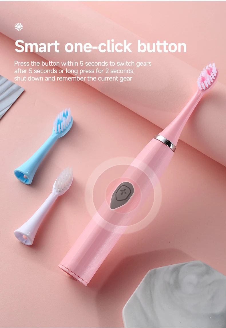 Electric Toothbrush IPX7 Waterproof Sonic Toothbrush DuPont Soft Bristles Adult Large Button Vibration Intelligent Toothbrush