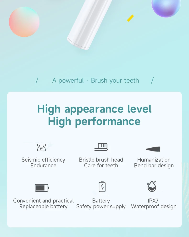Electric Toothbrush IPX7 Waterproof Sonic Toothbrush DuPont Soft Bristles Adult Large Button Vibration Intelligent Toothbrush