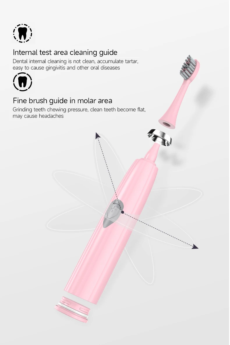 Electric Toothbrush IPX7 Waterproof Sonic Toothbrush DuPont Soft Bristles Adult Large Button Vibration Intelligent Toothbrush