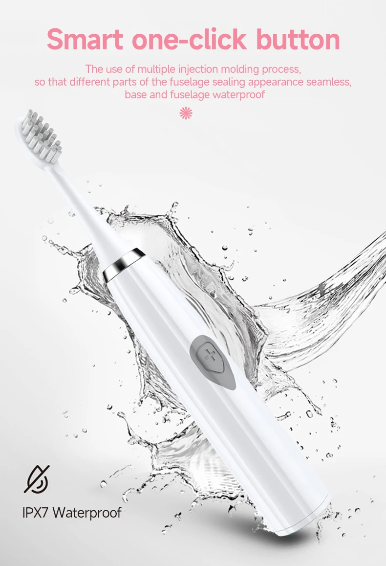 Electric Toothbrush IPX7 Waterproof Sonic Toothbrush DuPont Soft Bristles Adult Large Button Vibration Intelligent Toothbrush