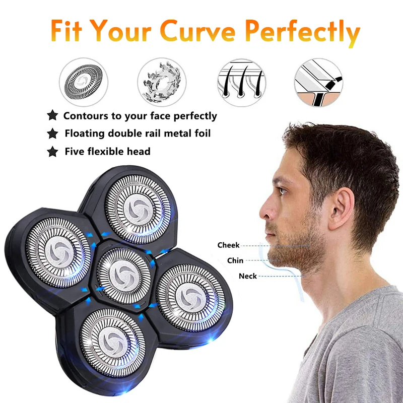 Replacement Electric Shaver Head Nose Trimmer Hair Clipper Head Facial Cleaning Brush Spare 3D 4D 5D Floating Razor Beard Head