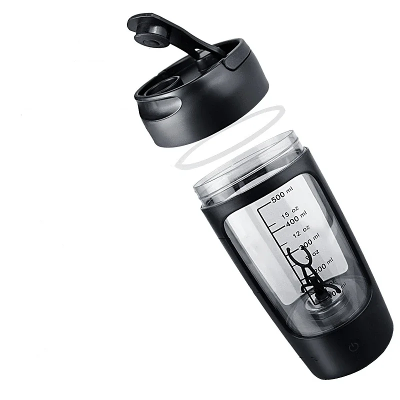 630ml Electric Protein Shaker Cup with Powder Storage Container Mixer Cup Gym Sport Water Bottles with Wire Whisk Ball Drinkware