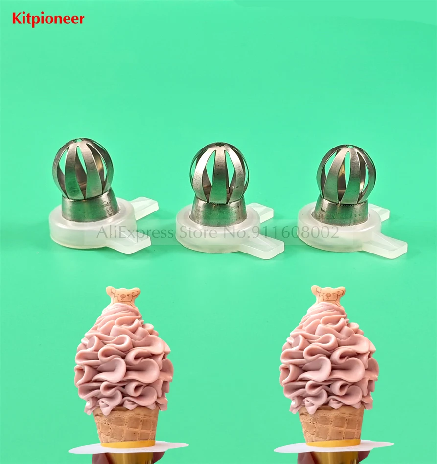 3 Pieces Mould Nozzle Cap Flower Petals Shaped Nozzles New Spare Parts Of YKF Soft Serve Ice Cream Machines Replacement Fittings