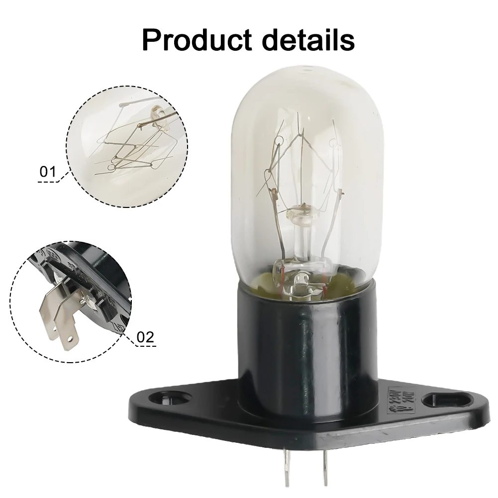 2A 250V 20W Microwave Oven Bulb Refrigerator Lighting Bulb Base Design With Holder Replacement Universal