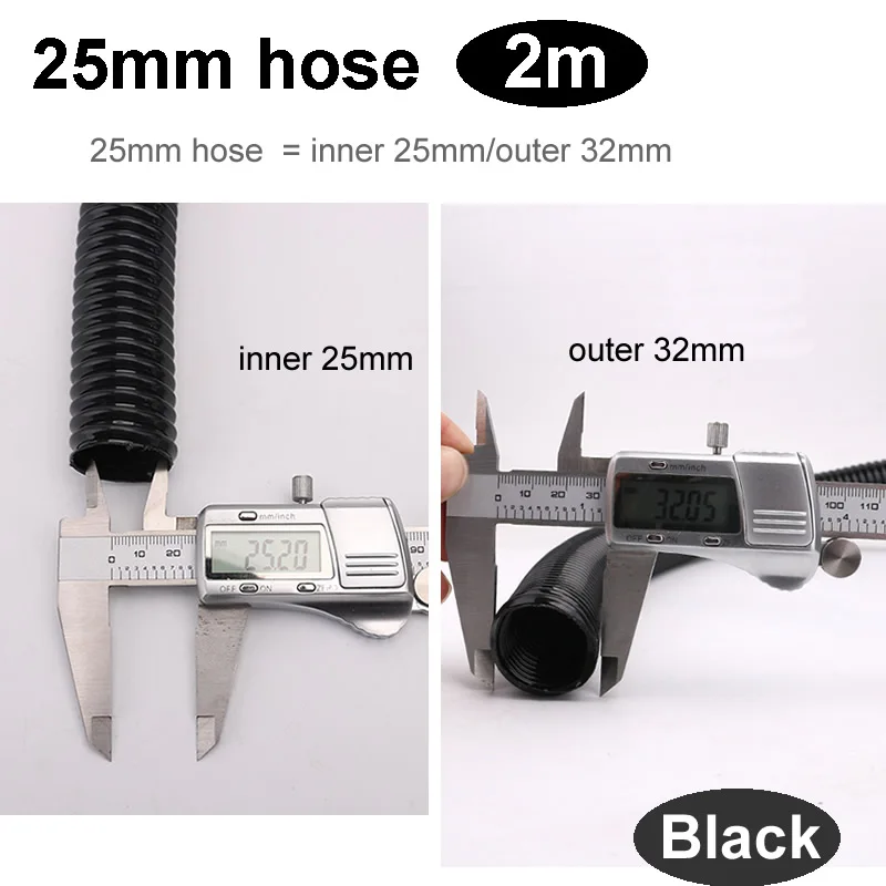 General vacuum cleaners thread hose black inner 25mm 28mm 32mm 40mm bellows straws durable vacuum cleaner parts