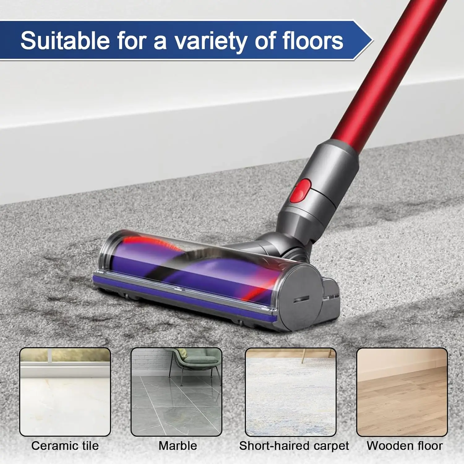 Electric Direct Dirve Vacuum Head for Dyson V7 V8 V10 V11 V15 Hardwood Floor Attachment Bristle Roller Brush Parts