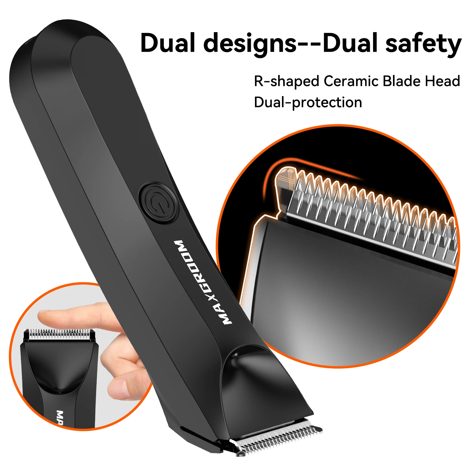 MAXGROOM Body Hair Trimmer Shaver for Men Ball Trimmer for Groin Pubic Replaceable Ceramic Blade Electric Razor Waterproof