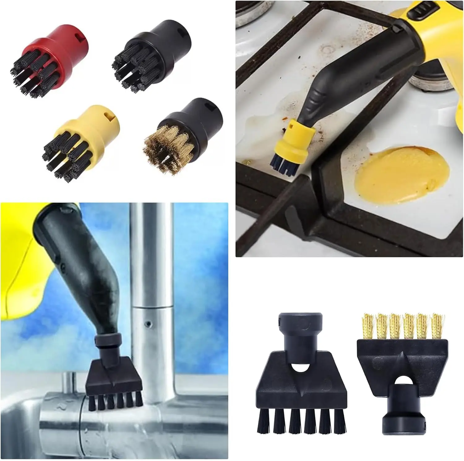 Nylon Round Brushes for Karcher, Kärcher Round Brush Set, Steam Cleaning Brush, Steam Cleaner Karcher SC1 SC2 SC3 SC4 SC5 CTK10