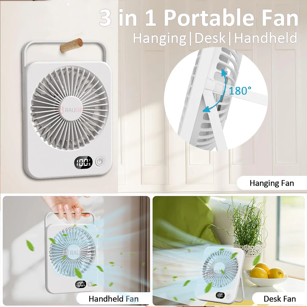 Portable Desk Fan Mini Foldable Table Fan With 5 Gear USB Rechargerable Wall Hanging Fan Student Desktop Fan For Office Home