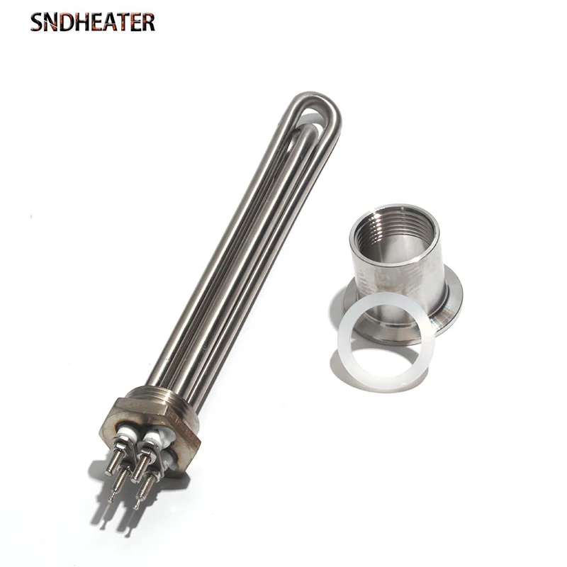 SNDHEATER 12V 24V 36V 48V Water Immersion Heater Low Voltage G1 1/4" DN25 1Inch Thread Induction Heating Tube 304SUS 300W-1.5KW