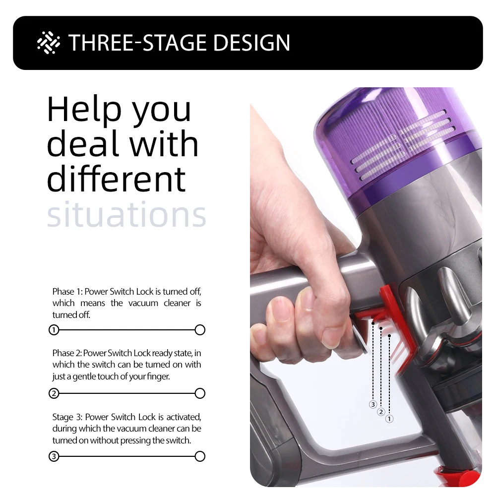 Trigger Lock Power Button Lock On/Off Status Button For Dyson V10/V11/V15 Vacuum Cleaner On Off Control Clamp Status Vacuum