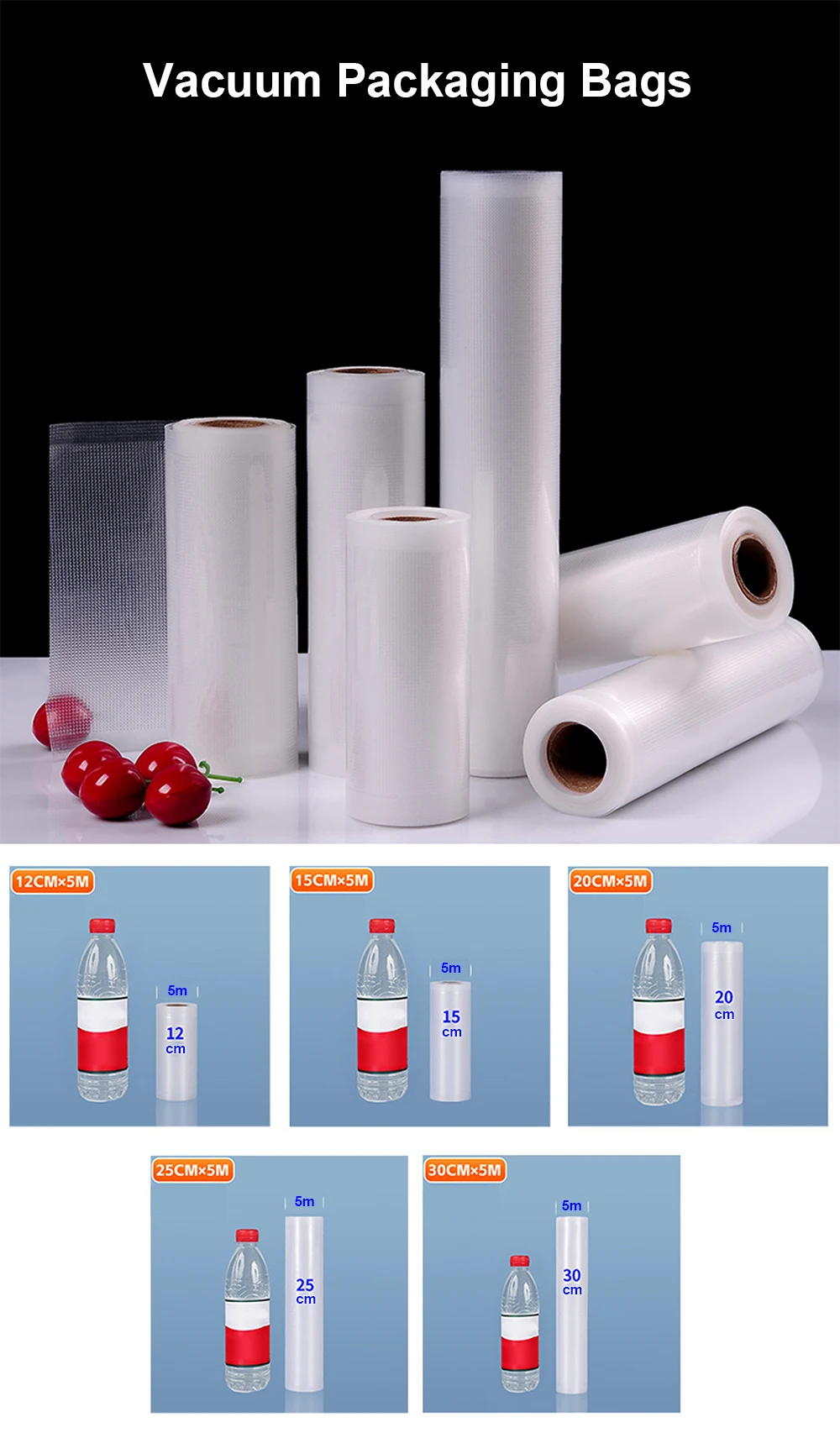 Vacuum Sealer Bags Rolls Vacuum Sealing Bags 500cm Vacuum Packaging Pack Food Vacuum Bag Roll Food Storage Empty Food Bags Roll