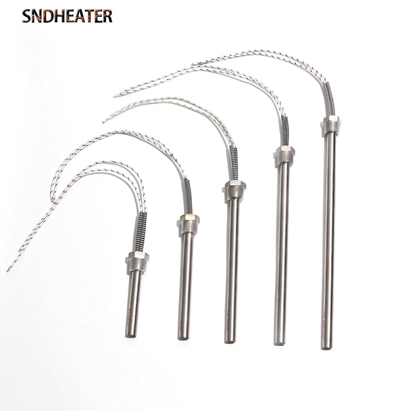 SNDHEATER 1KW Thread Single Head Electric Tube DN15/21mm(1/2") 201SS Tube 12x100-200mm Cartridge Heater 110/220/380V 1pc