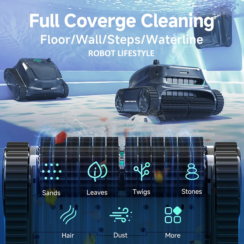 High End Cleaner Pool Robot Cordless WYBOT S2 for Large Swimming Pools Wall Climbing Function Pool Vacuum Cleaner APP Control