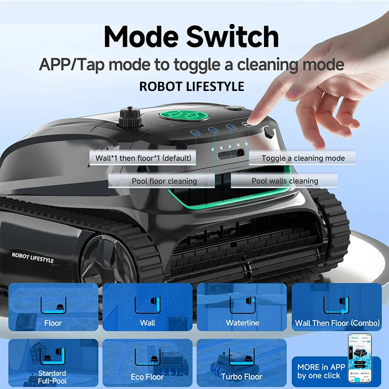 High End Cleaner Pool Robot Cordless WYBOT S2 for Large Swimming Pools Wall Climbing Function Pool Vacuum Cleaner APP Control