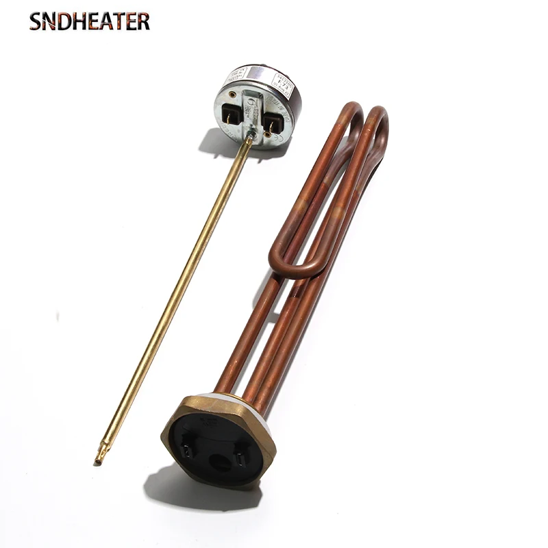 SNDHEATER DN32 G5/4 Copper Thread Water Heating Element Ariston Thermostat Temperature Controller 42mm Flang Electric Heat Pipe