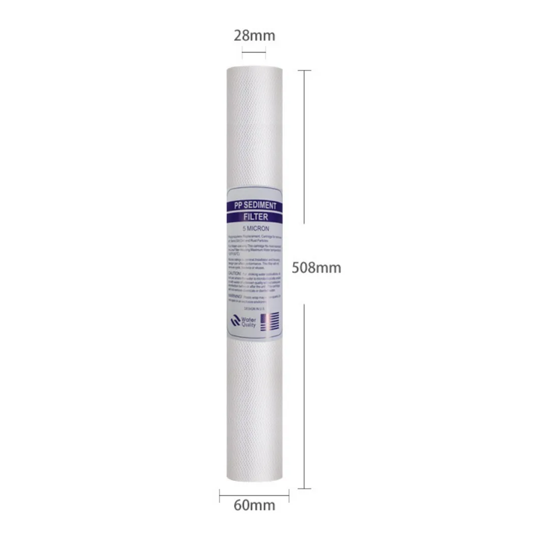 6pcs 20 INCH 1&5 Micron PPF/Sediment Water Purifier Front Filter Cartridge Replacement Reverse Osmosis