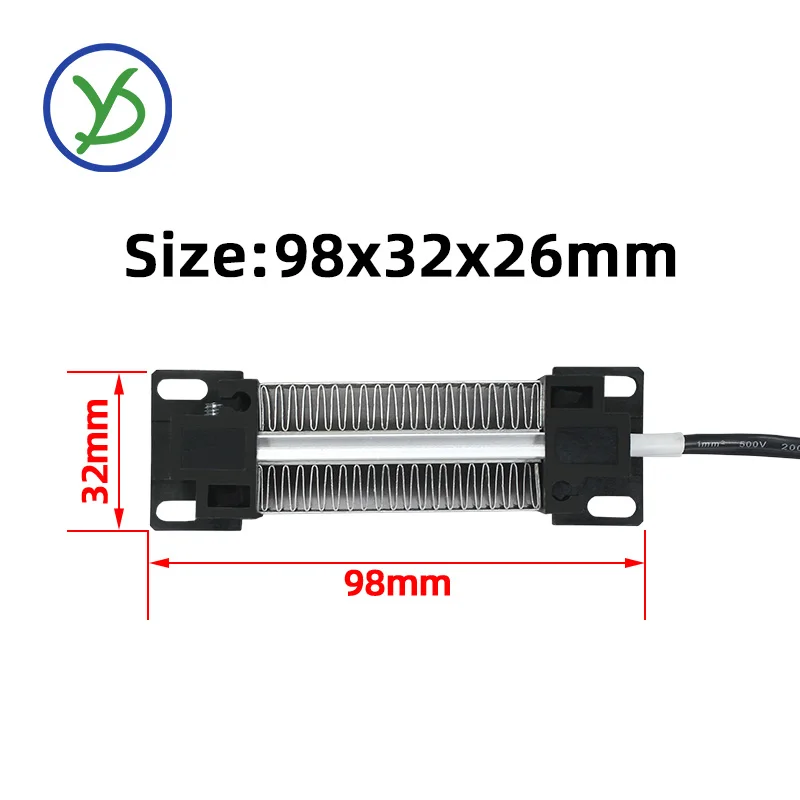 12V 24V 110V 220V 100W Insulated PTC Ceramic Air Heater AC DC Electric Heater Heating Apparatus Element 54A1 98x32mm