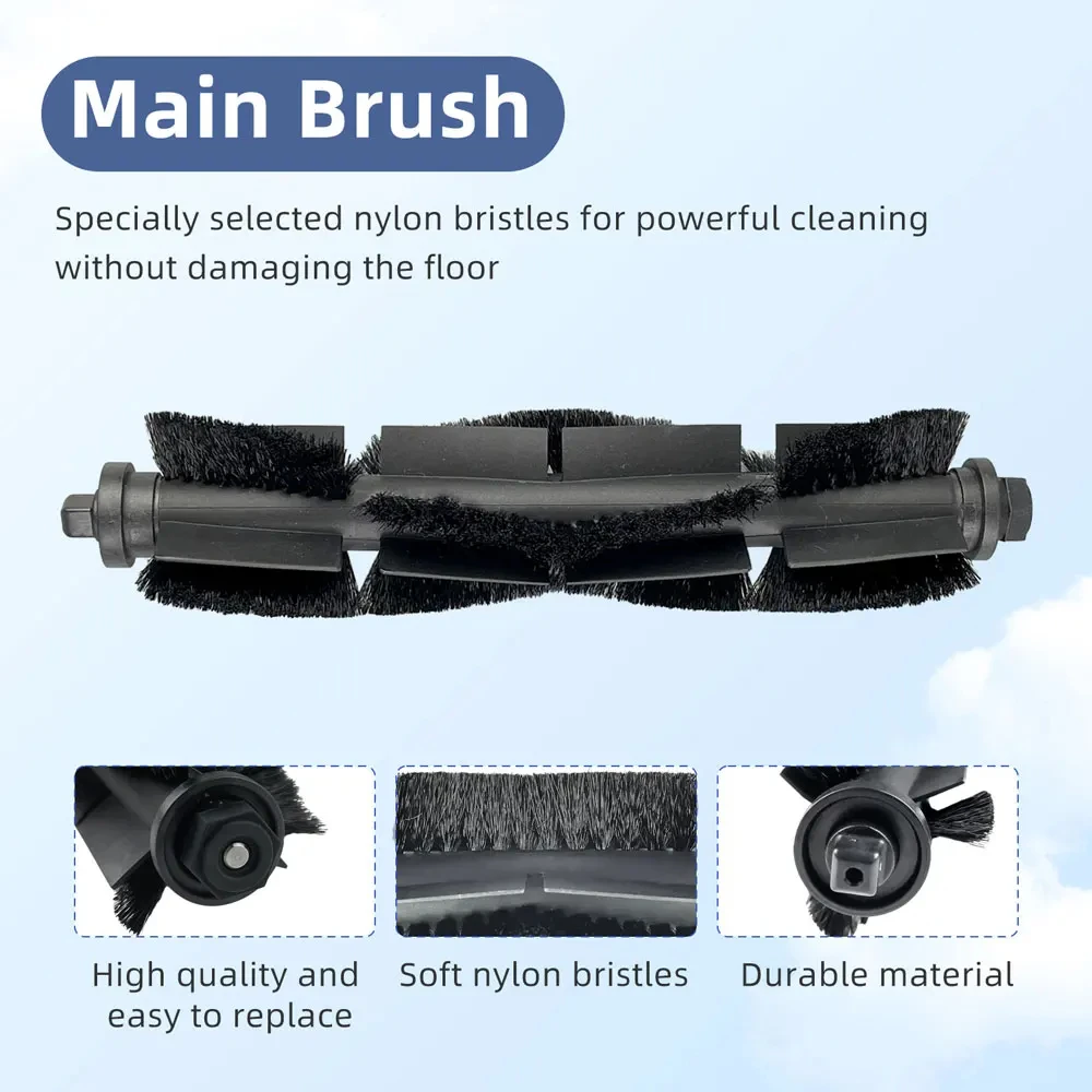 Compatible For EZVIZ RE4/ RE4 Plus / RE5 Robot Vacuum Cleaner Parts, Main Side Brush Mop Filter Replacements.