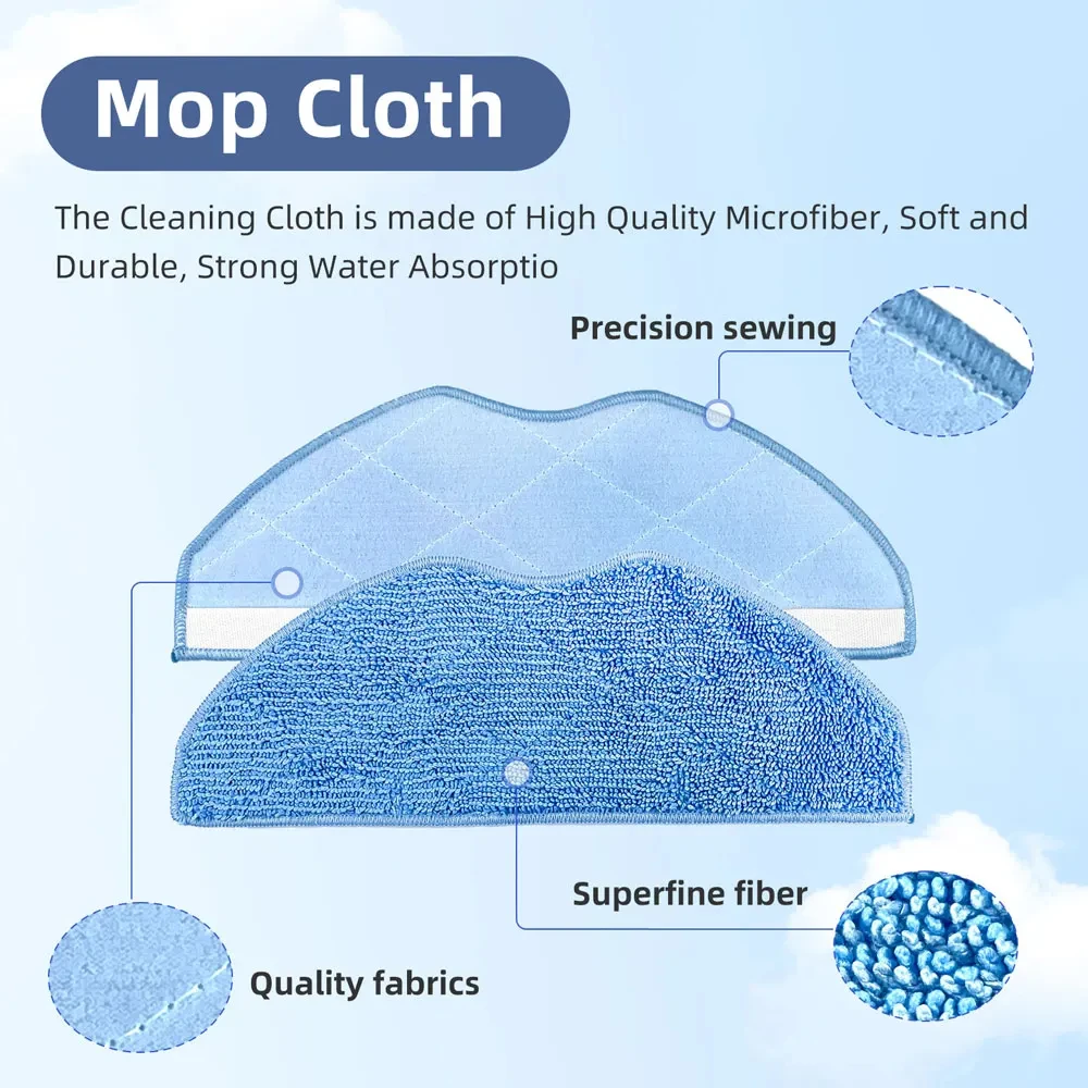 Compatible For EZVIZ RE4/ RE4 Plus / RE5 Robot Vacuum Cleaner Parts, Main Side Brush Mop Filter Replacements.