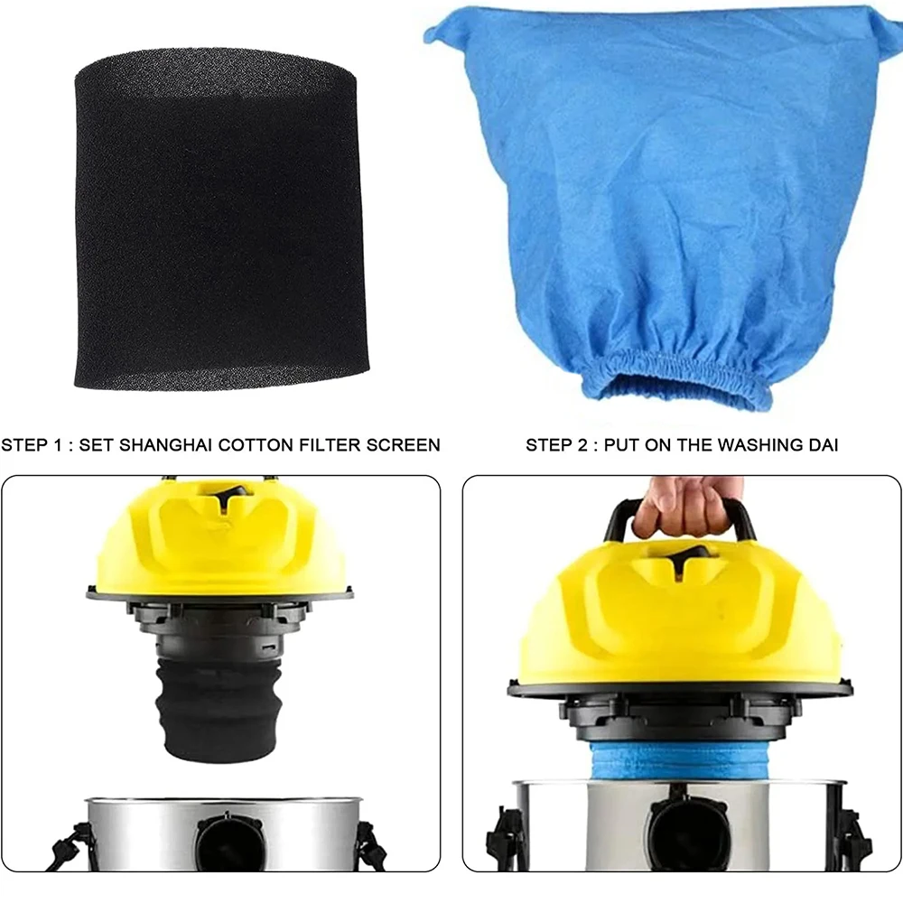 For Karcher MV1 WD1 WD2 WD3 NT Series Textile Filter Bag And Filter Elements, Vacuum Cleaner Filter Bag Parts Filter Replacement