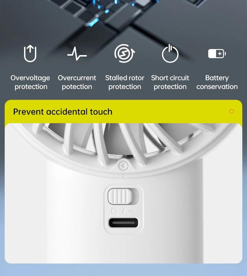 JISULIFE Handheld Fan,5 Levels of Strong Wind,Safety Lock,5000mAh Battery,LED Display,USB Rechargeable,Summer Personal Fan