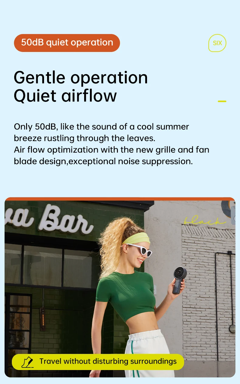 JISULIFE Handheld Fan,5 Levels of Strong Wind,Safety Lock,5000mAh Battery,LED Display,USB Rechargeable,Summer Personal Fan