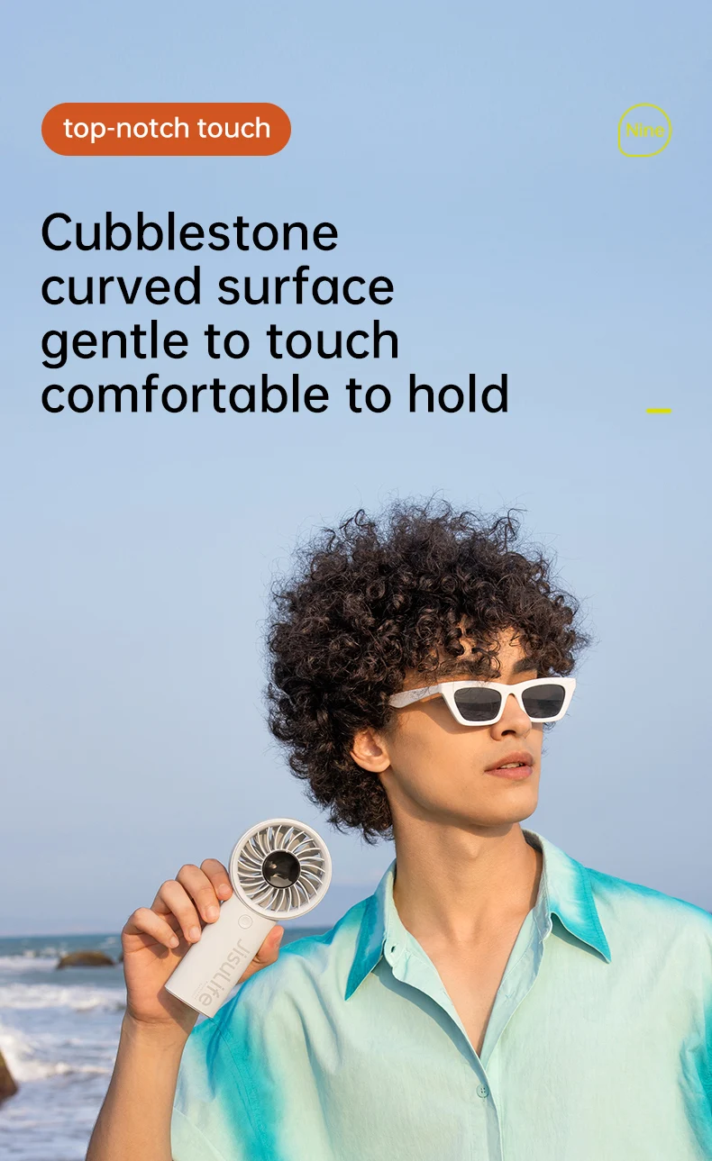 JISULIFE Handheld Fan,5 Levels of Strong Wind,Safety Lock,5000mAh Battery,LED Display,USB Rechargeable,Summer Personal Fan