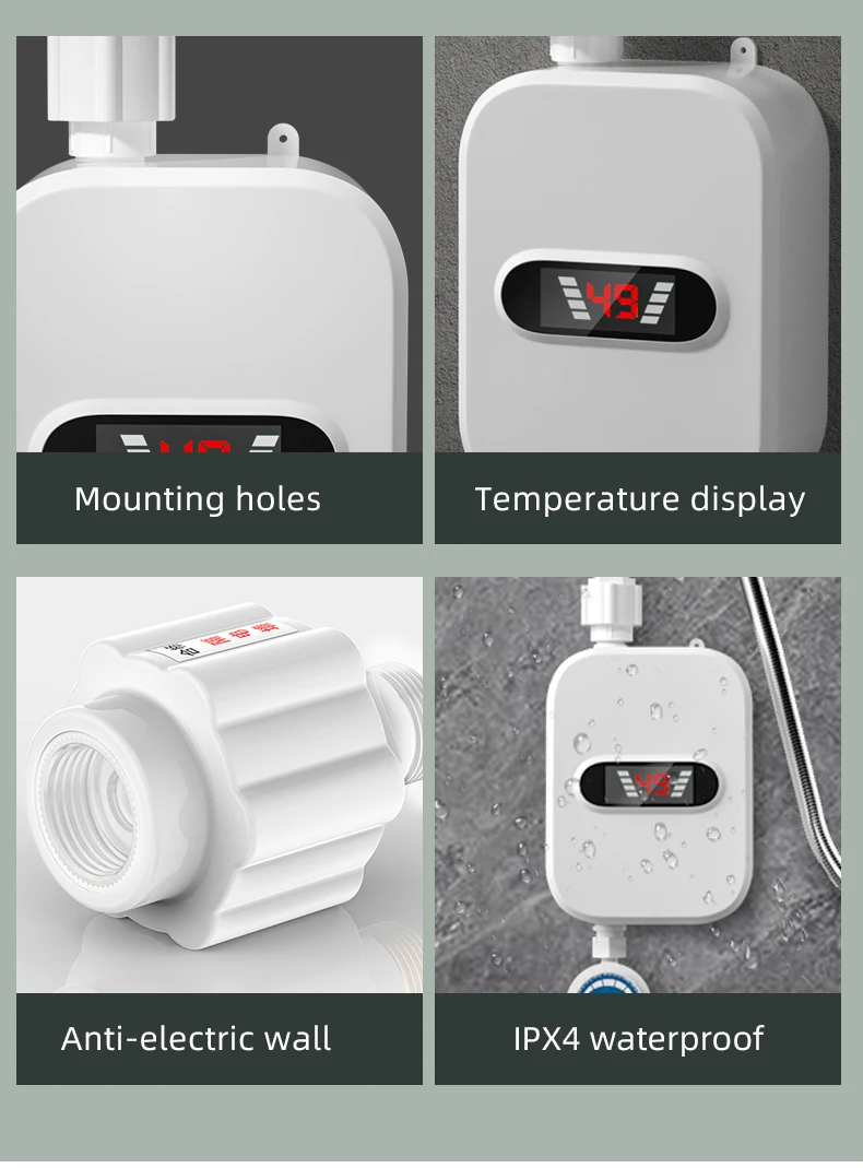 3500W Electric Mini Instant Hot Water Heater Bathroom Faucet Tap Heating 3 Seconds Instant Water Heater Shower Head Set