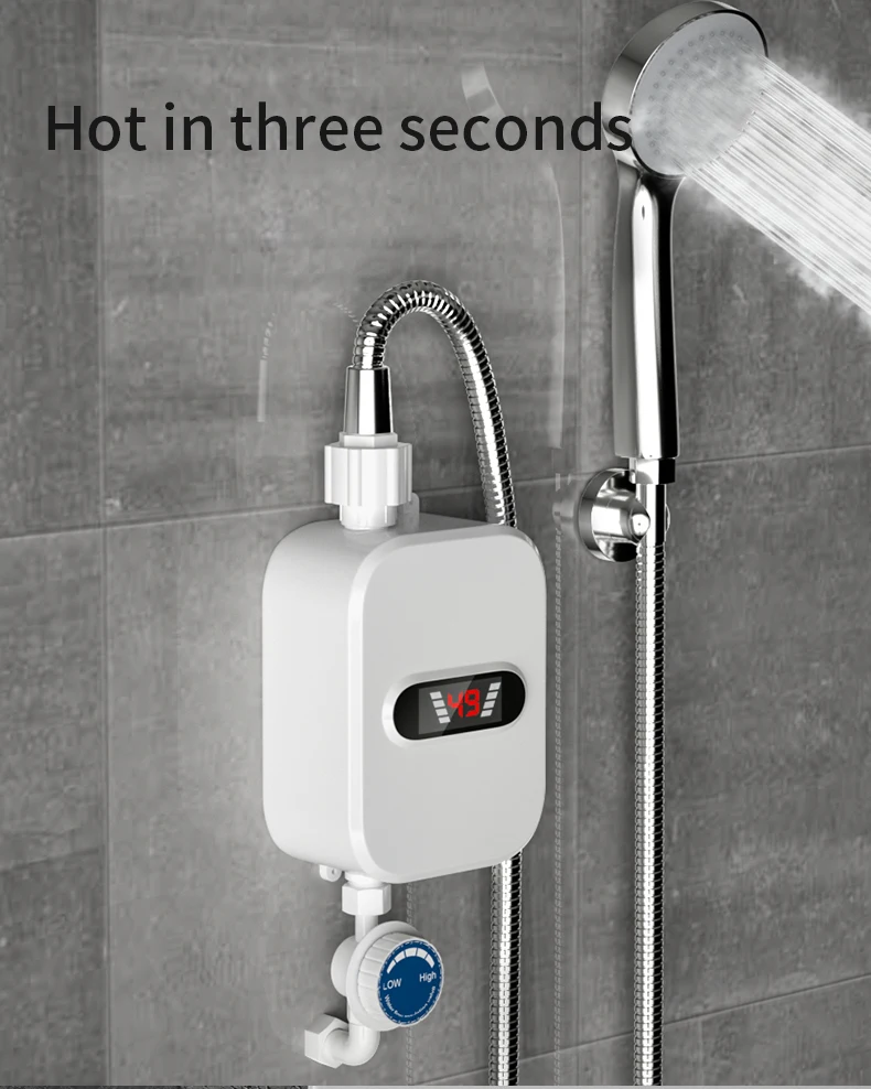 3500W Electric Mini Instant Hot Water Heater Bathroom Faucet Tap Heating 3 Seconds Instant Water Heater Shower Head Set