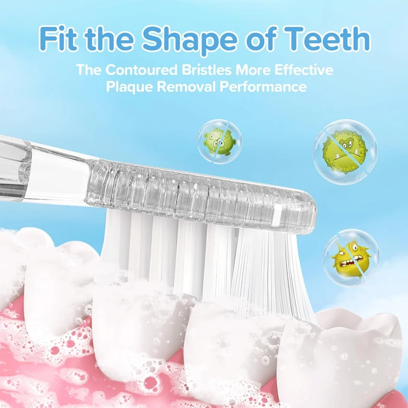 10PCS Kid's Replacement Toothbrush Heads Soft Bristle Replaceable Brush Heads For Seago SG977/EK6/EK7/SG513 Electric Toothbrush