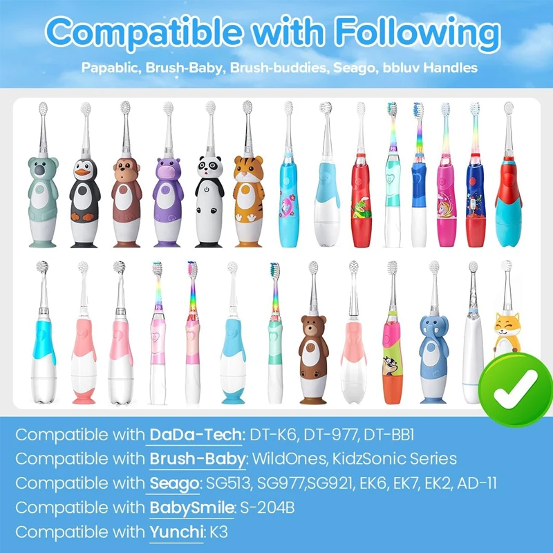 10PCS Kid's Replacement Toothbrush Heads Soft Bristle Replaceable Brush Heads For Seago SG977/EK6/EK7/SG513 Electric Toothbrush