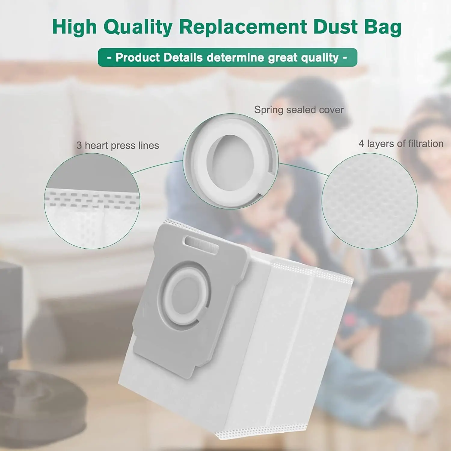 Vacuum Bags Compatible with IRobot Roomba i1+, i3+, i4+, i5+, i6+, i7+, i8+, j5+, j6+, j7+, j8+, j9+, s9+, Vacuum Bag for IRobot