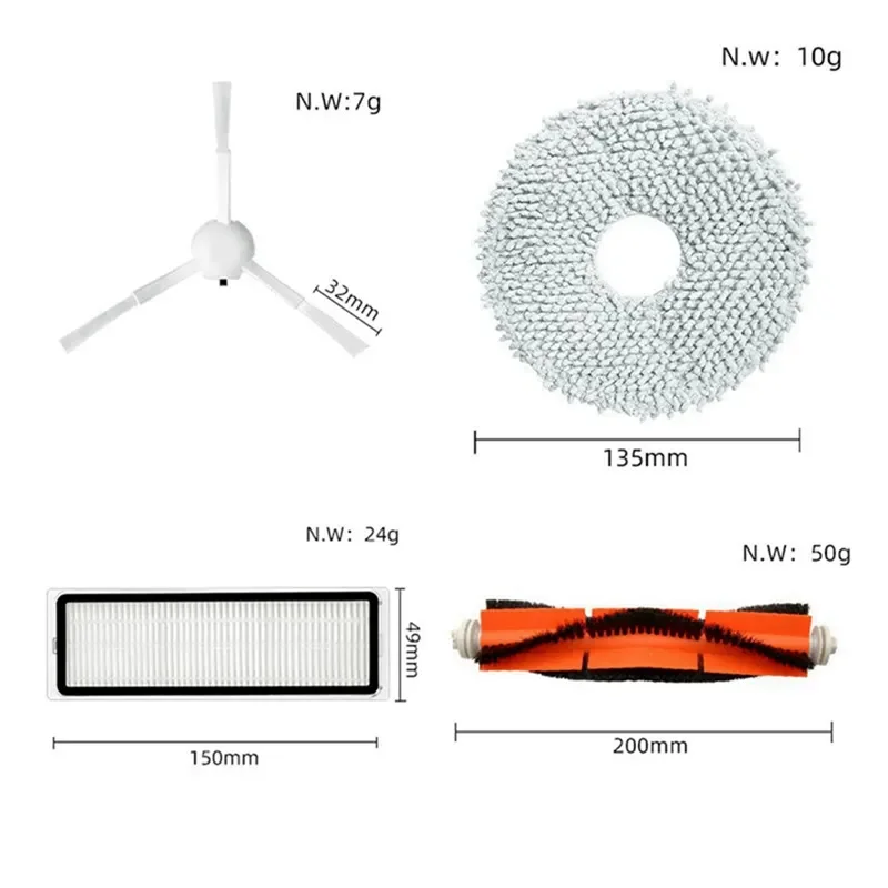 For XIAOMI Mijia Omni 1S B101CN B116 Robot Vacuums Spare Parts Dreame S10 S10+ Main Side Brush Rags Hepa Filter Dust Bags