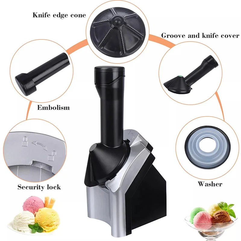Portable Mini Ice Cream Maker Hand Push DIY Frozen Fruit Sorbet Dessert Home Pressing Yogurt Milkshake Squeezer Machine