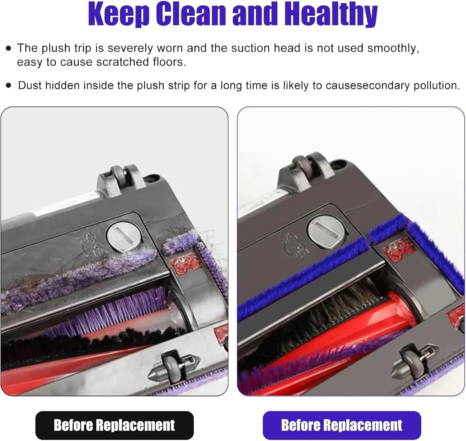 Soft Plush Stripes Accessories for Dyson V6 V7 V8 V10 V11 V15 Vacuum Cleaner Soft Roller Replacement Parts