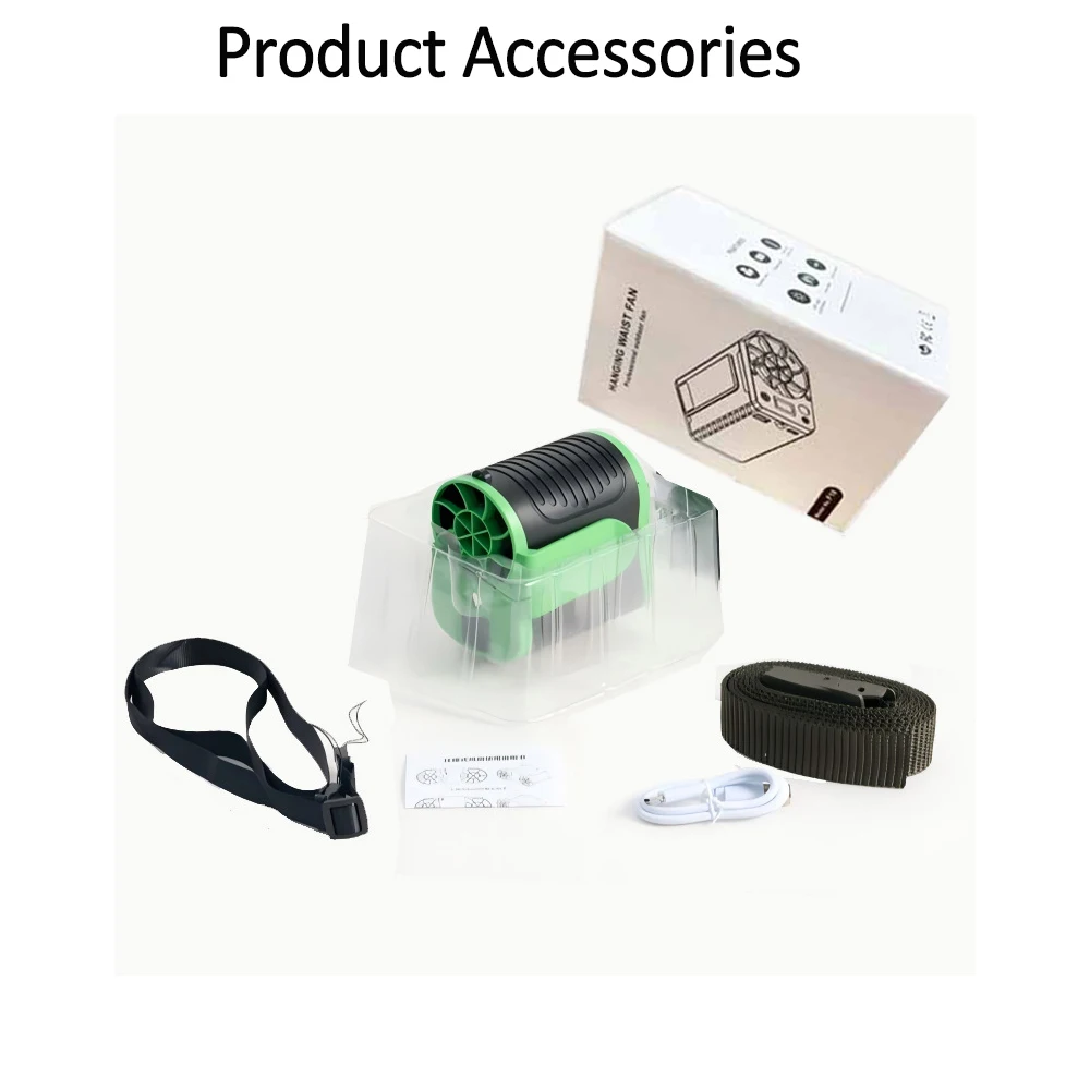 30000mAh Portable Waist Fan Strong Daul Airflow 7Speeds 11000RPM Rechargeable Clip on Fan for Outdoor Camping Fishing Max 32H